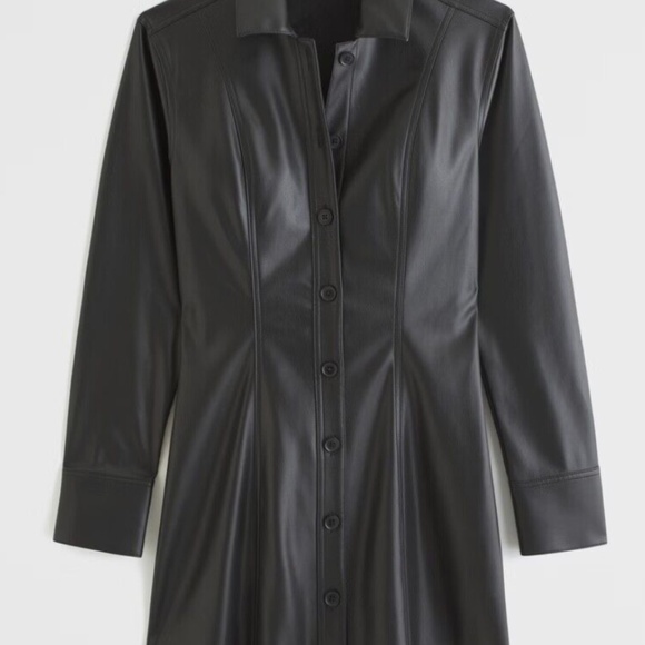 ABERCROMBIE & FITCH - VEGAN LEATHER SHIRT DRESS - Picture 2 of 7
